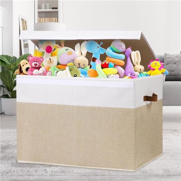 Large Toy Storage Box with Lid, Sturdy Toys Storage Chest Bin Organizer Basket - Picture 2 of 8